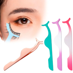 Custom Private Label Stainless Steel Slanted False Lashes Extension <b>Makeup</b> <b>Tools</b> Eyelash Applicator Tweezers Eyebrow Tweezers - Product Image 1