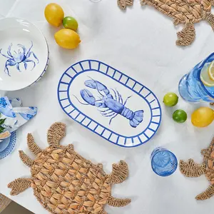 Napperon en forme d'animaux Sealife de jacinthe de charme napperon abordable en bord de mer en jacinthe d'eau et en jonc de mer - Product Image 4