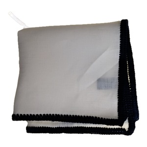 Handmade Knitted <b>Edge</b> Signature Border Linen Pocket <b>Square</b> White Black <b>Edge</b> for Blazers Dining Suit - Product Image 2