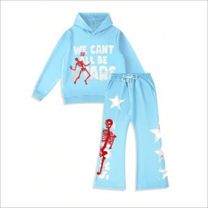 Conjunto de Sudadera con Capucha y Pantalones de Chándal Oversize Unisex de Felpa Francesa Personalizado con Lavado Ácido y Bordado de Parches, Estilo Urbano - Product Image 2