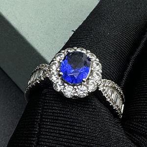 Igi certificado Lab-Grown Blue Diamond anillo de compromiso 14K/18K oro sólido dos piedras joyería bisel ajuste boda Hip Hop regalo - Product Image 4