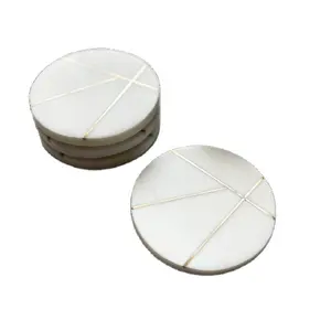 Dessous de verre en marbre attrayant avec incrustation de métal décoration de Table sous-verres à boire tapis et tampons bureau maison Bar sous-verres à vendre - Product Image 1