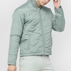 2025 chaqueta acolchada profesional de alta calidad ajustada para hombre diseño OEM con cuello levantado chaqueta acolchada ajustada de color personalizado - Product Image 5