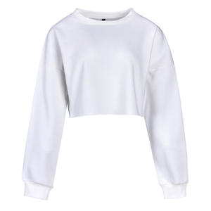 Sweatshirts et pulls à capuche pour femmes en gros, pulls à capuche unis à col rond pour femmes, pulls à capuche courts - Product Image 4