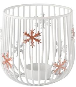 Lanterne en fer faite à la main de petites tailles conceptions de support de photophore uniques pour la décoration intérieure métal de noël enduit de poudre blanc/cuivre - Product Image 2