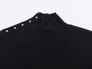 OEM ODM Custom V-neck Winter Knitwear Sweater for Women Loose Solid Color Pullover Front Logo 100% Cotton Breathable <b>Long</b> Sleeve - Product Image 5