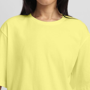 เสื้อยืดผ้าฝ้ายลายกราฟิกสำหรับผู้หญิงทรงโอเวอร์ไซส์สีเขียวมะนาวพิมพ์ลายโลโก้แบรนด์ของคุณออกแบบได้ตามที่ต้องการ - Product Image 3