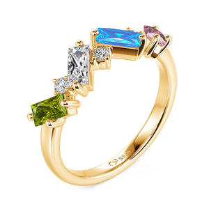 Anillo de Acero Inoxidable Personalizado Jeulia con Racimo de Amatistas para Mujer - Product Image 2