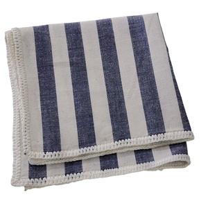 Handmade Knitted <b>Edge</b> Signature Border Linen Pocket <b>Square</b> White Gray for Dining Blazer Suits - Product Image 2