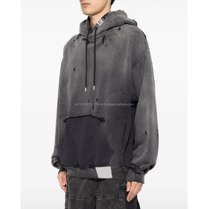 เสื้อมีฮู้ดผ้าคอตตอนโอเวอร์ไซส์ใส่ได้ทั้งชายและหญิง2025มีฮู้ดโอเวอร์ไซส์ผ้าคอตตอน100% ดีไซน์แบบกำหนดเองได้600แกรม - Product Image 2