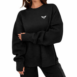 Custom Womens Oversized Crewneck Sweatshirt Gray Casual Loose Fit Long Sleeve Pullover - Product Image 3