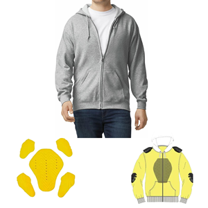 Sweat à capuche de moto unisexe personnalisé, imprimé sérigraphie, en cuir, polaire, polyester, imperméable, protection niveau 2 - Product Image 1