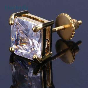 Boucles d'oreilles Offre Spéciale en argent sterling 925 14 carats en or blanc coupe rayonnante style hip hop pour hommes - Product Image 5