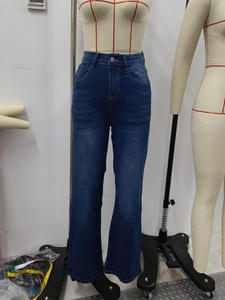 Kivotech-Pantalones vaqueros de cintura baja para mujer personalizados, pantalones vaqueros lavados de pierna ancha, estilo recto, venta al por mayor - Product Image 3