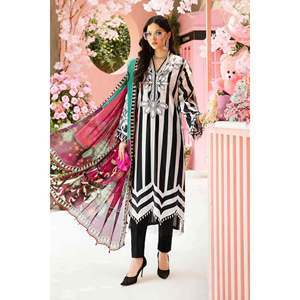 MARIA.B-3PC Camisa de Lino Estampada y Bordada con Dupatta de Chifón y Pantalón Estampado para Primavera/Verano-BIC-2525 - Product Image 1