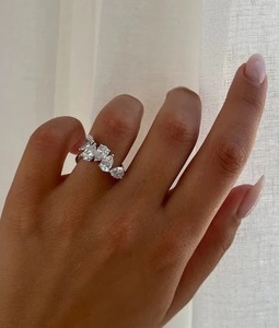 Beautiful Lab Grown Sterling Silver Eternity Band Anillo de Bodas de corte de pera personalizable para mujeres para compromiso - Product Image 3