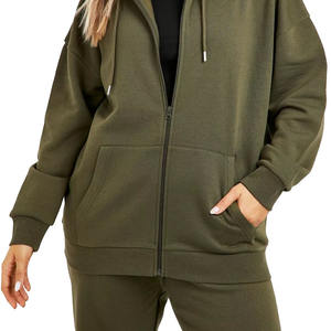 Sudadera con Capucha y Cremallera para Mujer, Estilo Casual, Color Verde Oliva, 100% Algodón, 600 GSM, Logotipo Personalizado, Cuello con Capucha, Logotipo Frontal, Invierno - Product Image 5