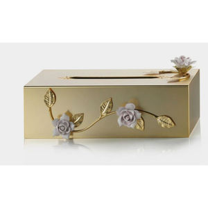 Boîte à mouchoirs en métal doré martelé de qualité supérieure avec Design floral Design moderne boîte à mouchoirs en métal décorative pour la maison accessoires de serviette - Product Image 5
