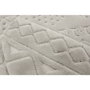 Tapis de bain/douche Louis gris clair 70x120cm en jacquard abstrait teint en fil beige - Production sur mesure - Fabriqué en Turquie - Product Image 3