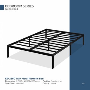 Marco de cama de plataforma de Metal de diseño moderno Base de tubería de ahorro de espacio de tamaño completo Muebles de dormitorio de embalaje pequeño KD 2560 - Product Image 2