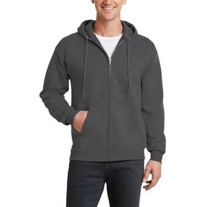 Sudadera con capucha de algodón tejido de talla grande para hombre, estilo jersey con cremallera, cuello con capucha, venta al por mayor - Product Image 4