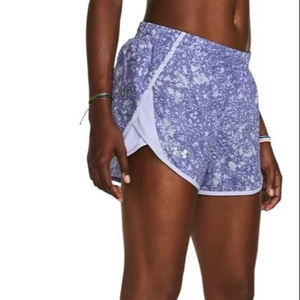 Women's Mid Waist Criss-Cross Canvas <b>Shorts</b> Button Stretchy Straight Leg Raw Cuffs Solid Breathable Washed <b>Technics</b> - Product Image 1
