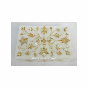 Nouveau Design Moderne Et Style Luxueux Pour Giveaway À La Main Blanc Marbre Nacre Incrustation Coffrets Cadeaux De Boîtes De Conception De Fleurs - Product Image 1