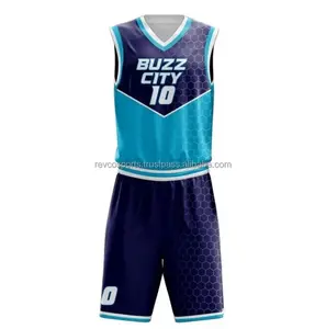 Men Fashion Basketball Uniforms Navy Blue with teal color Design Basketball Uniforms V neck Basket Ball Jerseys and shorts