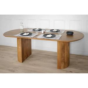 Table à manger en bois massif 200 CM Texture de bois riche Design élégant Style industriel moderne Meubles de salle à manger durables Atelier - Product Image 3