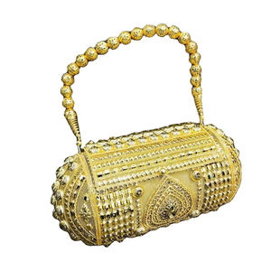 Pochette en métal de fête faite à la main de designer Pochette en pierre métallique de mariée Make in India Pochette faite à la main - Product Image 1