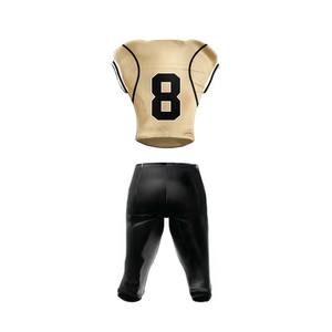 Ensemble d'uniformes de football américain personnalisé, maillot doré, pantalon noir, numéro 8, design, tenue de jeu, tenue d'équipe sportive - Product Image 2