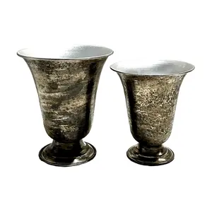 Vaso di fiori in bronzo antico articolo per la decorazione della casa espositore per fiori da tavolo vaso in metallo Set di 2 per forniture natalizie