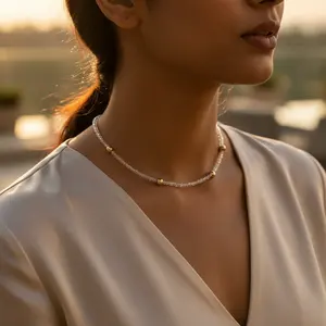 Collier en argent 925 avec perles de cristal pour elle |   Idée cadeau |   Cristal transparent |   Design élégant - Product Image 3