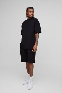 Survêtement d'été de qualité supérieure 100% coton Logo personnalisé surdimensionné ensemble court et chemise ensemble double pour hommes - Product Image 4