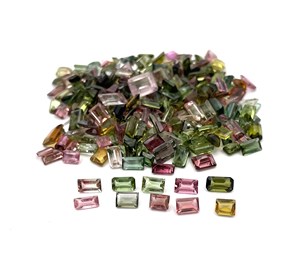 Haute Qualité 50 CT Multicolore Baguette Coupe Lâche Tourmaline Lot 9mm Rose IGI Certifié Pierres À Facettes Naturelles Traitées Thermiquement - Product Image 1