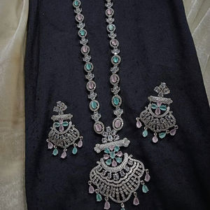 À la mode et fantaisie style indien américain diamant clouté collier avec boucles d'oreilles ensemble de bijoux pendentif ensemble pour femmes et filles - Product Image 1