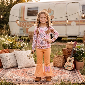 <b>Toddler</b> Girls Holiday Wear Cute <b>Halloween</b> Candy Corn Print Long Sleeve Top with Yellow Bell Bottom Pants Autumn <b>Outfit</b> - Product Image 4