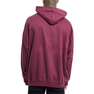 Sweat à capuche d'automne uni classique pour hommes et femmes pull en coton avec poche avant brodée et coupe surdimensionnée - Product Image 3
