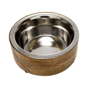 <b>Dishwasher</b> Safe Wooden Pet Bowls Elevated With Stand Removable Stainless Steel Insert Raised Dog Feeder for Food and Water - Product Image 1
