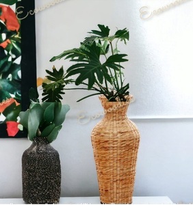 Décoration Jacinthe D'eau Vase En Osier Sculpté À La Main Fleur Décor Vase Pot De Fleur Art Déco Style Décor À La Maison pour Fleurs Artificielles - Product Image 3