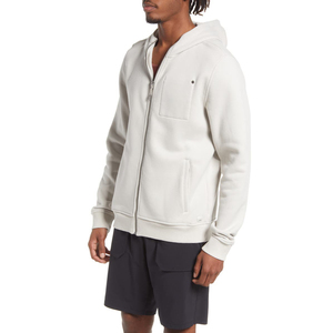 Vente en gros de pull à capuche zippé 100% coton pour hommes, vêtements décontractés de couleur unie, grande taille, poids lourd pour l'hiver, broderie numérique - Product Image 3