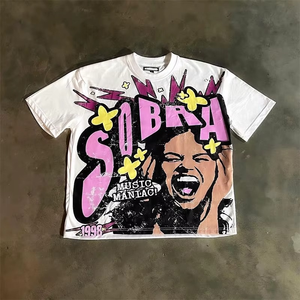 Camiseta con estampado de animales y cuello redondo, camiseta cuadrada de gran tamaño de estilo Vintage de algodón pesado 100% directo para hombres - Product Image 1