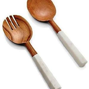 Acacia Salad Servers Set Salad Server Set Natural <b>Wooden</b> with 2 Turners Sustainable Handmade <b>Utensils</b> - Product Image 3