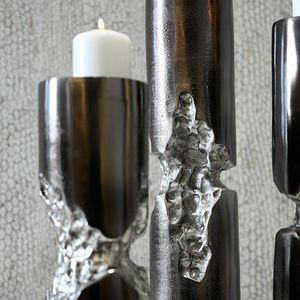 Bougeoir moderne en aluminium argenté pour décorer la maison festive hôtel restaurant décoration de table de mariage en gros de bonne qualité - Product Image 6