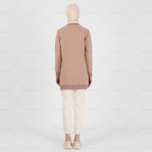 Muslim Women Autumn Winter Eco-Friendly 100% Cotton Thick Fleece Warm Solid <b>2</b>-<b>Piece</b> Clothes Set Long Sleeve Sweatshirt - Product Image 4