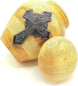 Urna cruzada celta de madera hecha a mano para cenizas humanas adultas con bolsa de terciopelo Urnas de cremación para cenizas Urnas decorativas (Cruz negra) - Product Image 5
