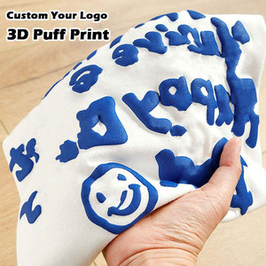 OEM al por mayor 100% algodón personalizado 3D Puff estampado liso de gran tamaño espuma serigrafía hombres 3D Puff impresión camiseta con logotipo - Product Image 2