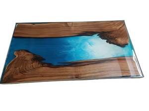 Living Room Luxury Handcrafted Epoxy <b>Resin</b> Rectangle Modern Waterproof Dining <b>Table</b> Acacia <b>Wood</b> Top Anniversary Birthday - Product Image 2