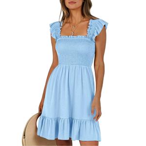 2025 Nueva característica verano señoras cuello cuadrado con Mini longitud Floral Maxi vestido sin mangas mujeres Casual Maxi vestido - Product Image 1