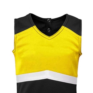 Costumes de danse de cheerleading sur mesure, ensemble deux pièces avec haut sans manches et jupe fendue, uniformes de cheerleading OEM pour femmes et filles - Product Image 3